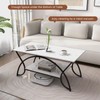 SlickBlue Sleek 2-Tier Faux Marble Coffee Table with Metal Frame