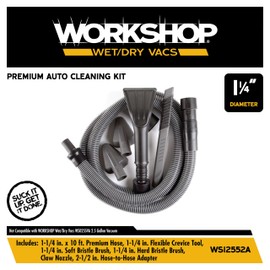 WORKSHOP Wet/Dry Vacs Shop Vacuum Accessories WS12552A Premium Auto Cleaning Attachment Kit for Wet Dry Vacuum Cleaners, 1-1/4-inch Vac Attachments with 2-1/2-inch Hose Adapter