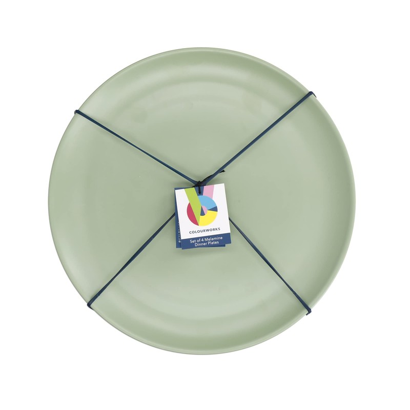 KitchenCraft Colourworks Plastic Dinner Plates, Classics Colours, Set of 4