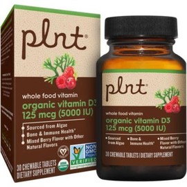 Organic Vitamin D3 a" 125 MCG (5,000 IU) Whole Food Vitamin a" Mixed Berry (30 Chewable Tablets)