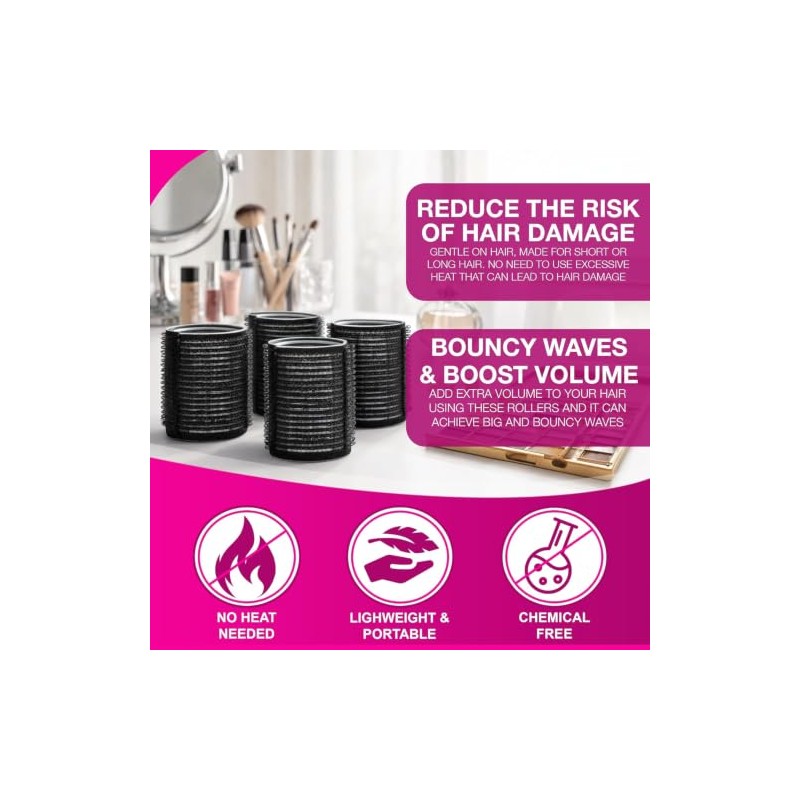 Navoys 8pc Large Hair Rollers for Volume & Bouncy Curls