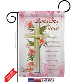Breeze Decor Amazing Grace Garden Flag Set Wall Hanger Religious Bible Verses Bless Faith Thank Hope Pray Christian Religion Small Decorative Gift Yard House Banner Double-Sided Made in USA 13 X 18.5