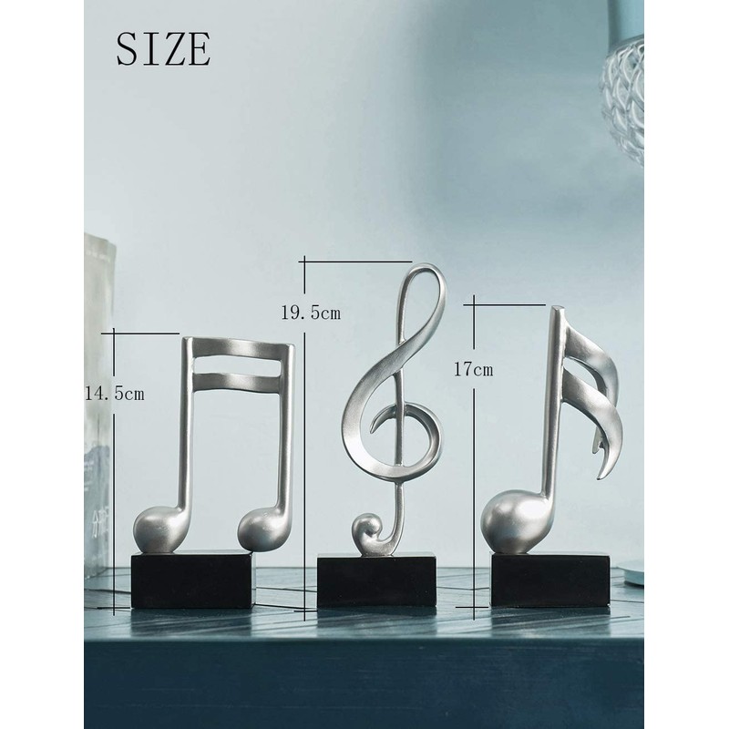 Amoy-Art 3 x Decorative Sculptures Music Note Figures Treble Clef