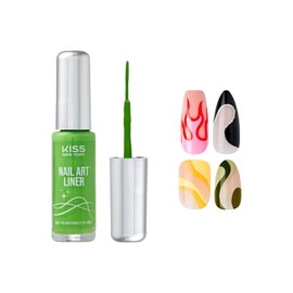 KISS NEW YORK Nail Art Liner, Fast-Drying, Slow Drip, Low Odor, Fine Tip Bristles for Precise Lines, Salon Results at Home for Professional Nail Art (Forest Fantasy)