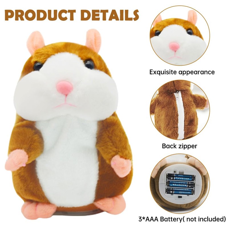 Talking Hamster Toy, Repeated Talking Plush Toy, Electronic Funny Kids