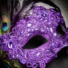 ILOVEMASKS Purple Venice Carnival Peacock Feather Masquerade Venetian Mardi Gras