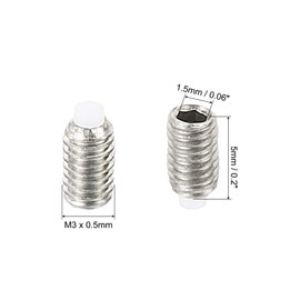 PATIKIL M3x5mm Grub Screw, 5 Pack Metric Hex Socket Head Nylon Cup Point Set Screws Internal Hex Drive Hardware, 304 Stainless Steel