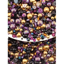 Rhinova 100g Mix Pearls and Rhinestones for Crafting, Sizes Range 3mm-10mm Pearl Beads for Bedazzler Rhinestones for Bedazzling Pearls for Crafting Sock Charms Nail Shoe Mugs (Regal Amethyst Mix)