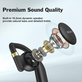 DOSS Open Ear Headphones with Superior Sound, Clear Calls, 30 HS Playtime, Ultra-Lightweight Design with Rotatable Ear Hooks, Maximized Comfort and Secure Fit, Bluetooth 5.3 Headphones - Grey