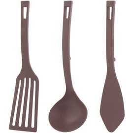 Nagao SIMPLY Kitchen Tool Set, Turner, Ladle, Spatula, Brown, Made in Japan