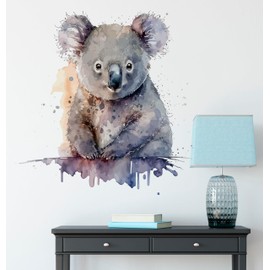 Watercolor Koala Wall Stickers for Nursery, Fun Rare Animal Decals Vinyl Waterproof Peel Removable Murals for Kids Baby Room Bathroom Toilet Playroom Furniture Classroom