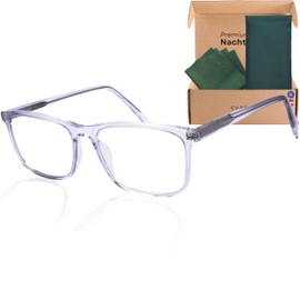 Cvantus Night Vision Goggles Against Glare, Clear Lenses for Night & Dusk, Reduces Headlight Glare & Eye Strain, UV & Blue Light Filter, Antistatic, Allergy-Free Transparent Frame, transparent