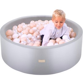 Soft Ball Pit for Toddlers and Babies 35.5 in - Durable Foam Ball Pit for Babies and Toddlers - Balls NOT Included - Grey - Toodly