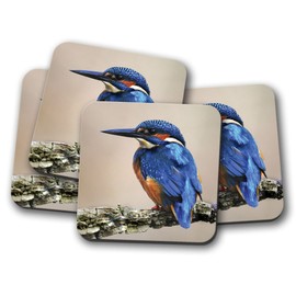 4 Set - Blue Kingfisher Coaster - Bird Indigo Wildlife Animals #15795