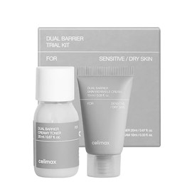 Kit de prueba de doble barrera, tamaño de viaje, set de regalo | con tónico cremoso y crema para la piel, tamaño de viaje, set de regalo de tamaño pequeño, ceramidas, péptidos
