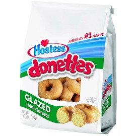 Hostess Donettes Mini Donuts, Glazed, 10.5 Ounce (Pack of 6)