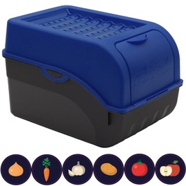 ARTECSIS Potato Storage Box Green/Blue Set of 2 I Vegetable Box Potato Box with Lid for Approx. 4 kg Potatoes + 6 Stickers with Vegetables