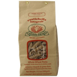 Rustichella D'Abruzzo Pasta Penne Rigate Whole Wheat in Brown Bag, 1.1 Pound