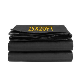 Coocure 15X20FT Reinforced PE Pond Liner, 28Mil Thickness Pond Liners for Outdoor Ponds, Hemmed Edge with Buttonholes Liners for KOI/Fish, Duck Pond and Waterscape.