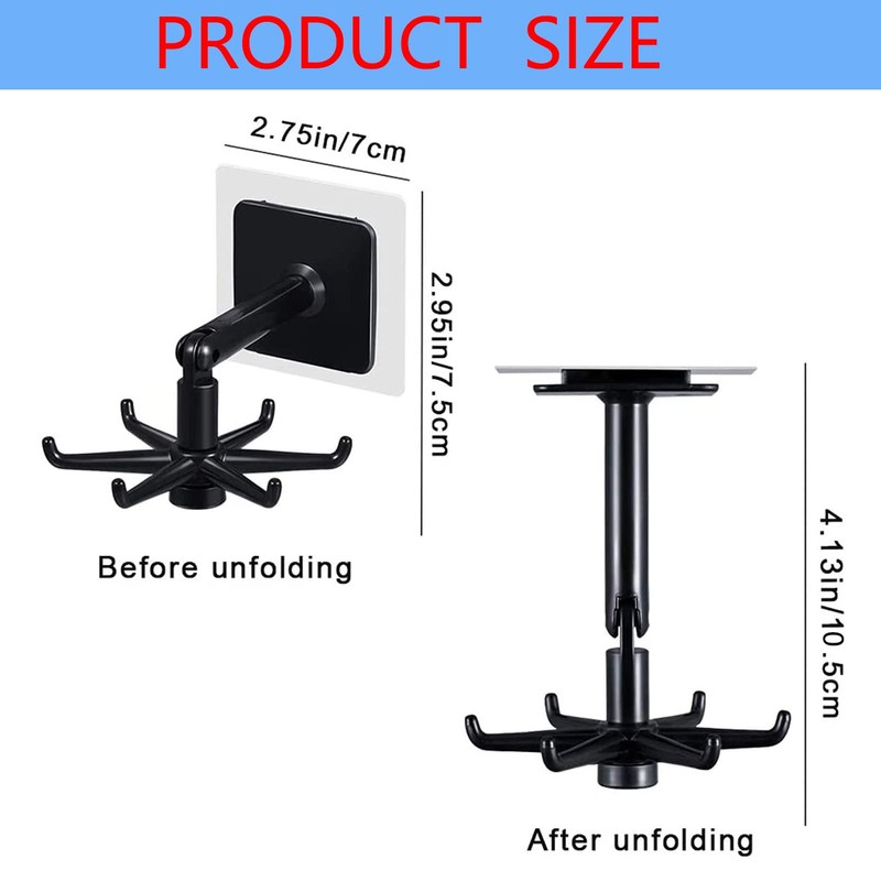 HREDZEO Rotating Folding Hook,4 Pcs 360°Rotating Folding Hook Kitchen Hole-Free