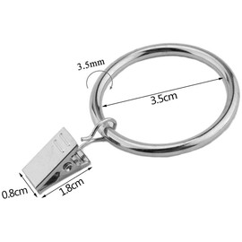 Rethan Anillo de Cortina, Clip de Anillo de Cortina de Plata de 20 Piezas, Cortina de Ducha con Gancho para el Dormitorio del baño Familiar (Blanco Plateado)