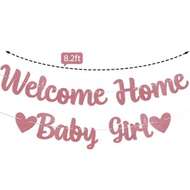 1Pc Welcome Baby Girl Banner, Welcome Home Little One, Little Girl Decor, Infant Welcome Sign - Ideal For Shower, Birthday Party, Newborn Fetes, Home Gatherings (Pastel Pink & White)