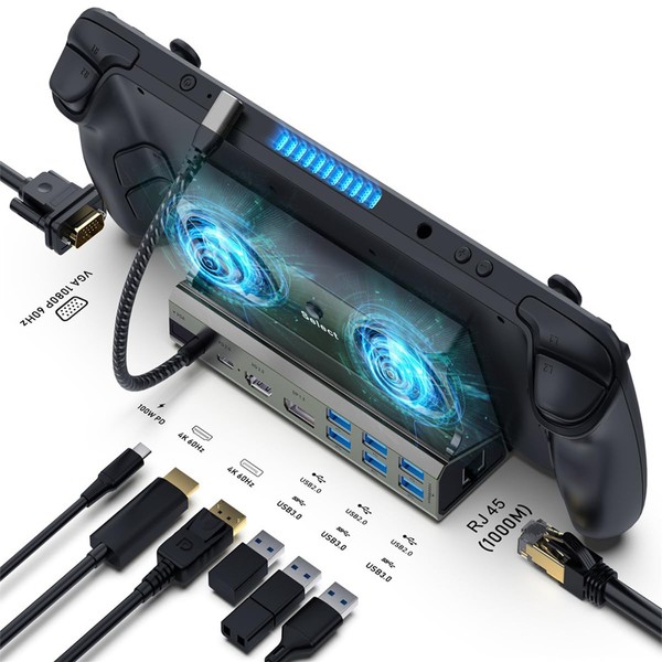 Portable Game Console Docking Station Multifunction 11-In-1 Docking with Dual