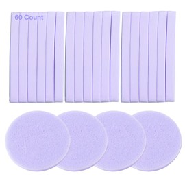 60 Pieces Facial Sponge Compressed Makeup Remover Wash Pads Round Soft Face Cleansing Sponges for Woman Exfoliating Mask,Makeup Removal,Spa Cleaning,Purple