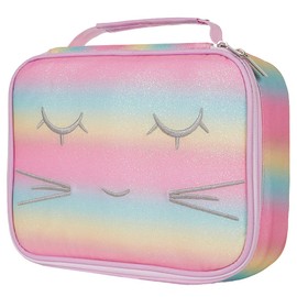 VASCHY Large Pencil Case, Pen Pouch Bag with Detachable Layers for Girls Portable Aesthetic Maker Holder with Big Compartment and Top Handle Desk Organizer for Adult Women College Office Rainbow