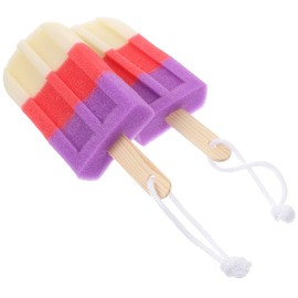 2Pcs Bath Sponge Ice Cream Shape Shower Loofahs Balls Exfoliating Pads Wash Scrubber for Bathroom Random Color