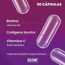 Biotina Colágeno Vitamina Cápsulas 500 Suplemento Alimenticio Azúcar Gluten Vitaminas Mujer Uñas Cabello Flow Supplements