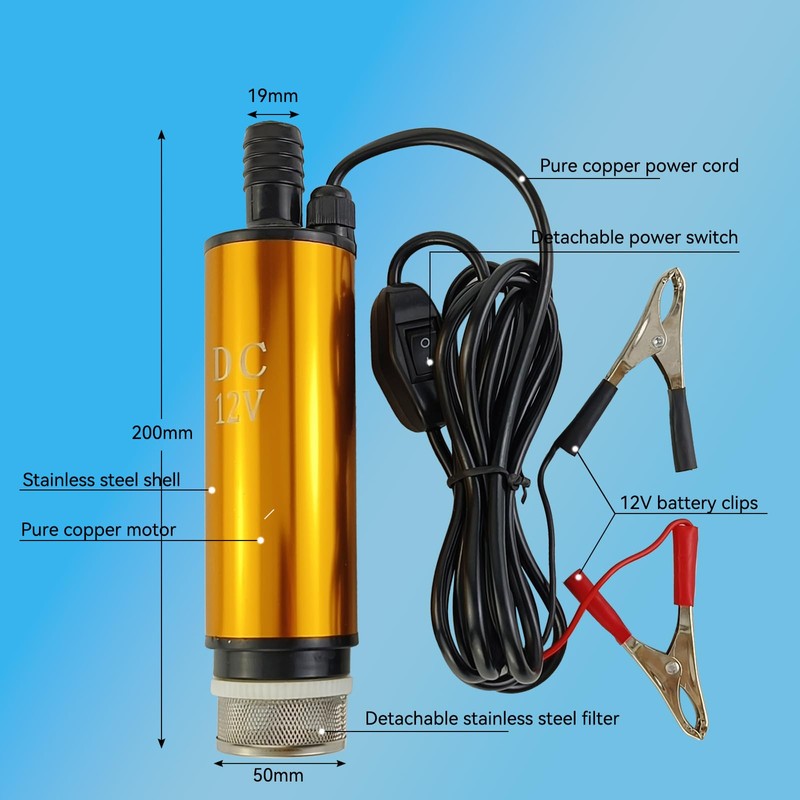 DC 12V 80W Water Pump Submersible Electric Diesel Pump,8A Water