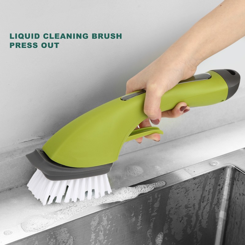 Long Handle Cleaning Brush with Soap Dispenser for Kitchen Pan