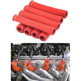 Spark Plug Protect Boot 1800 Degree Heat Shield Thermal Protection Insulator Sleeve Spark Plug Wire Boots 6 inch for Car Truck (Pack of 8) (Red)