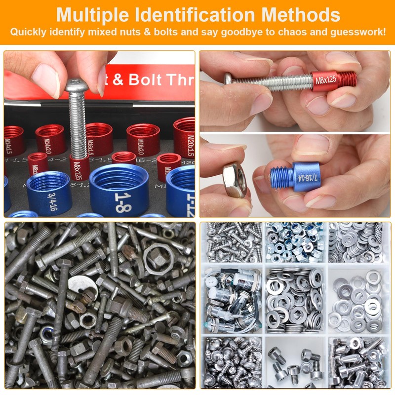 Comfylichi 50 Pcs Nut and Bolt Thread Checker - 27