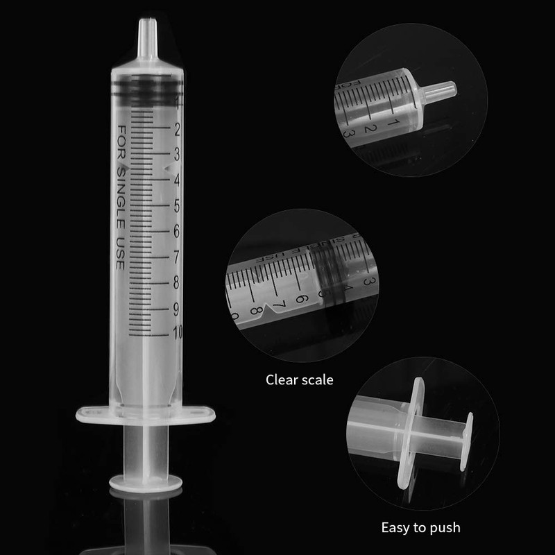 HYCKee 30pcs 10ml Plastic Syringe with Cap Multipurpose Measuring Syringe