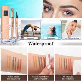3D Microblading Eyebrow Tattoo Pencil 4 Fork Tip, Waterproof Magic Eyebrow Pencil Microblading Eyebrow Pencil, Natural Long-Lasting Fine Stroke Eyebrow Pencil with Micro-Fork Tip (B-Black)