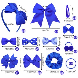 Yueshop 50Pcs Royal Blue Girls School Hair Accessories Kit, Bow Hair Cips Ponytail Holder Elastics Headband Hair Ties Baby Hair Barrettes Girls Hair Accessories for Girls Christmas Birthday Gift