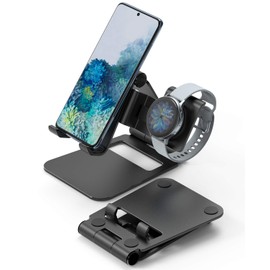 Ringke Super Folding Stand, 2 in 1 Portable Smartphone & Smartwatch Stand Compatible with Galaxy Watch 4 / Watch 4 Classic, Galaxy Watch 3, Galaxy Watch Active 1/2