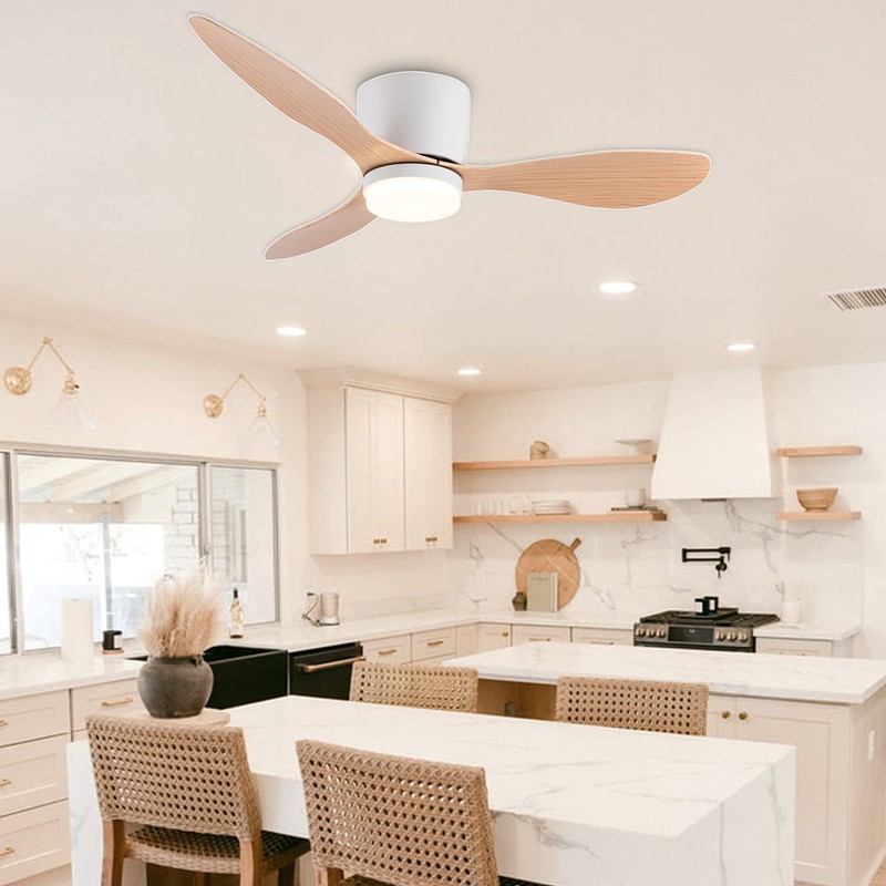 GESUM 42" Flush Mount Ceiling Fan Light with 3 Colors,