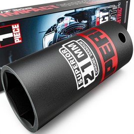 Aiourx 1/2” Drive Impact Socket, 21 mm Deep Socket, Metric, 6 Point, CR-V, for Automotive Maintaince, Mechanical Equipment Maintaince