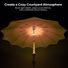 LAUSAINT HOME 9ft Pagoda Patio Umbrella with 360° Rotation, LED Light, Petal Shape Canopy, Upgraded Outdoor Patio Table Umbrella Pool Deck Market Umbrella with Push Button Tilt & Easy Crank ，Blue