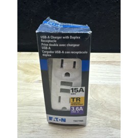 Eaton TR7765 White Tamper Resistant 15 Amp USB A Charger Duplex Receptacle New