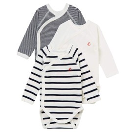 Petit Bateau Unisex Baby Long-Sleeved Bodysuit for Newborns (Pack of 3), Variant 1