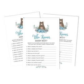 Inkdotpot It’s A Boy It’s A Girl 50-Pack Who Knows Daddy Best Baby Shower Game Cards Jungle Animals Fun Activity Cards