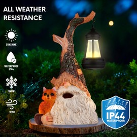 Quterhero Solar Fox Gnomes Garden Statue with Lantern, Outdoor Resin Decor for Lawn, Yard, Patio – Whimsical Gift for Mom, Women, Grandma (Fox Gnomes)