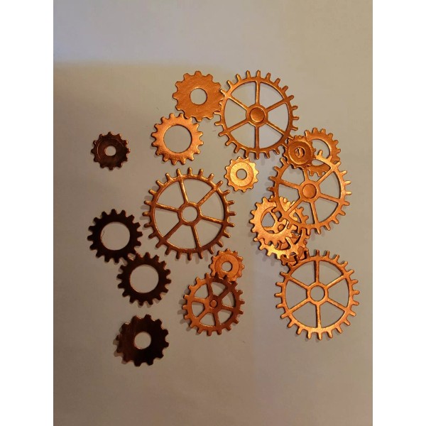 Handmade 18pcs copper Cardstock GEARS Die-Cuts Steampunk machines