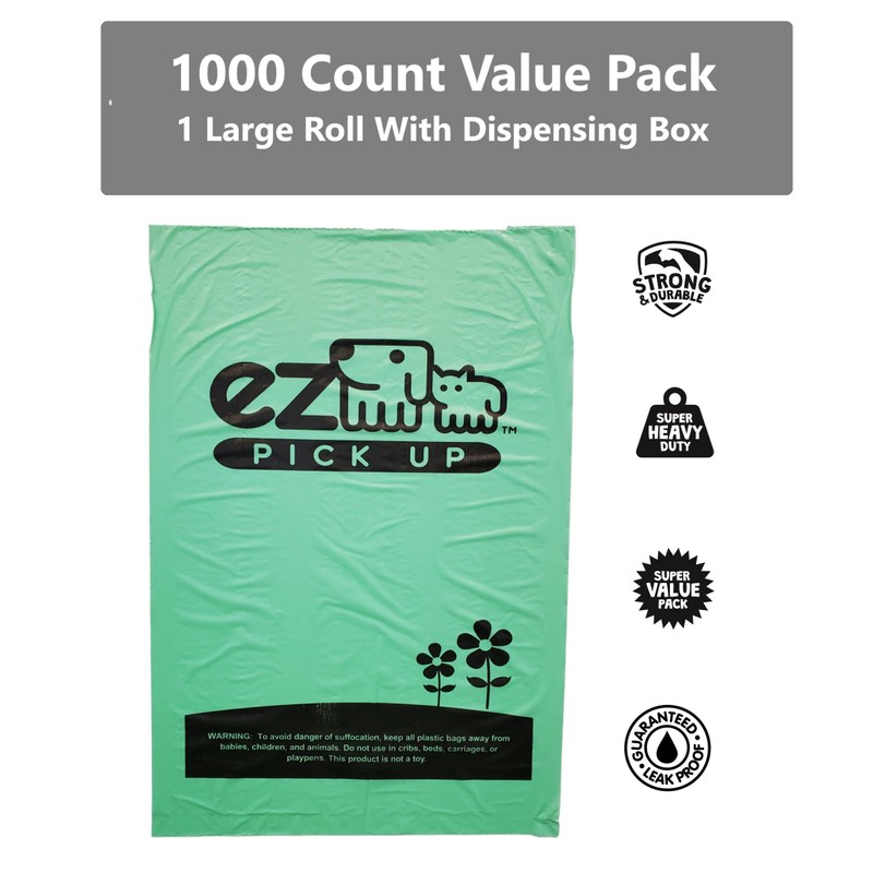 1000 Pet Waste Disposal Dog Poop Bags, EZ Pickup Bags