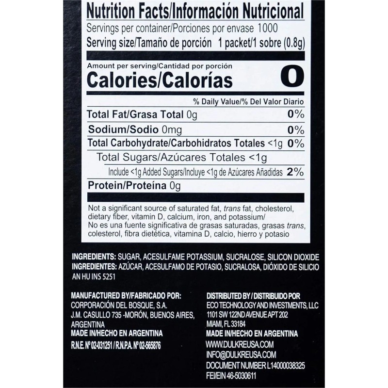 Dulkre Sucralose for Expresso 1000 Packets
