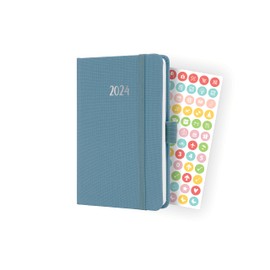 SIGEL J4400 Weekly planner Jolie 2024, FSC-certified, 2 pages equal to 1 week, hardcover with a fabric surface, approx. A6, Blue, 174 pages
